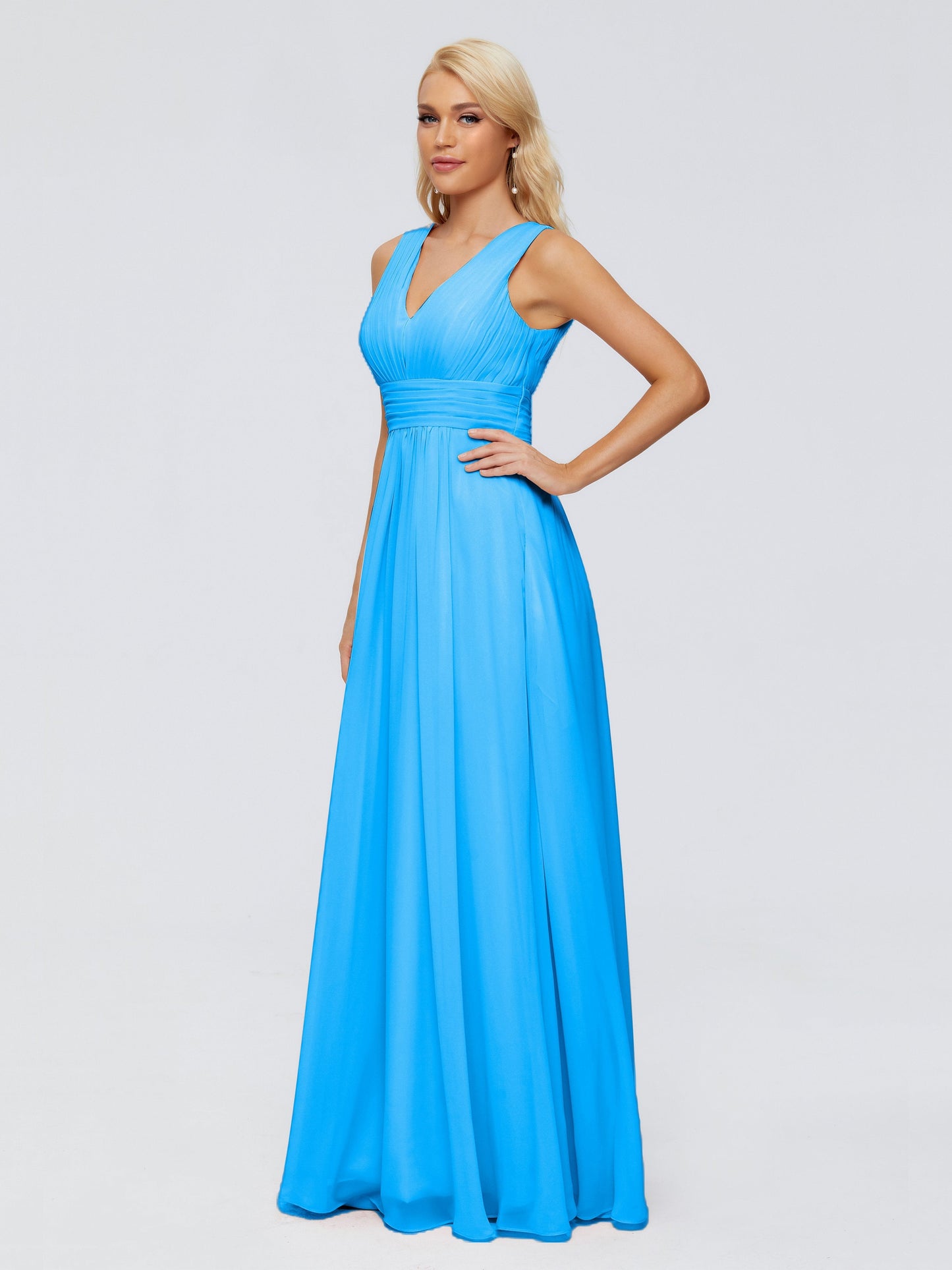 Juliana A-line V Neck Straps Chiffon Bridesmaid Dresses With Pockets