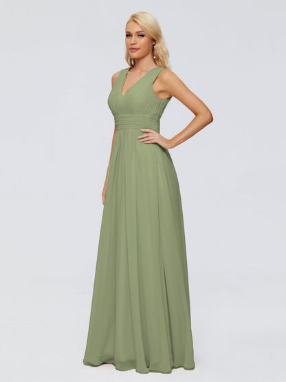 Juliana A-line V Neck Straps Chiffon Bridesmaid Dresses With Pockets