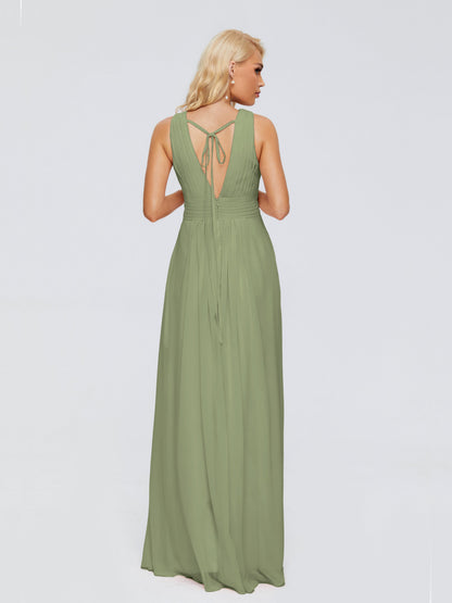 Juliana A-line V Neck Straps Chiffon Bridesmaid Dresses With Pockets