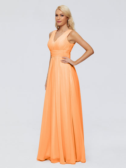 Juliana A-line V Neck Straps Chiffon Bridesmaid Dresses With Pockets