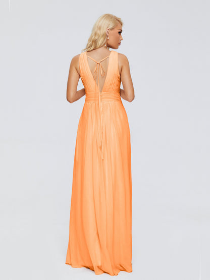 Juliana A-line V Neck Straps Chiffon Bridesmaid Dresses With Pockets