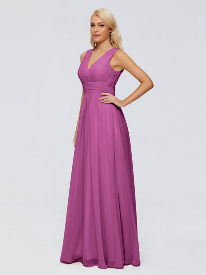 Juliana A-line V Neck Straps Chiffon Bridesmaid Dresses With Pockets