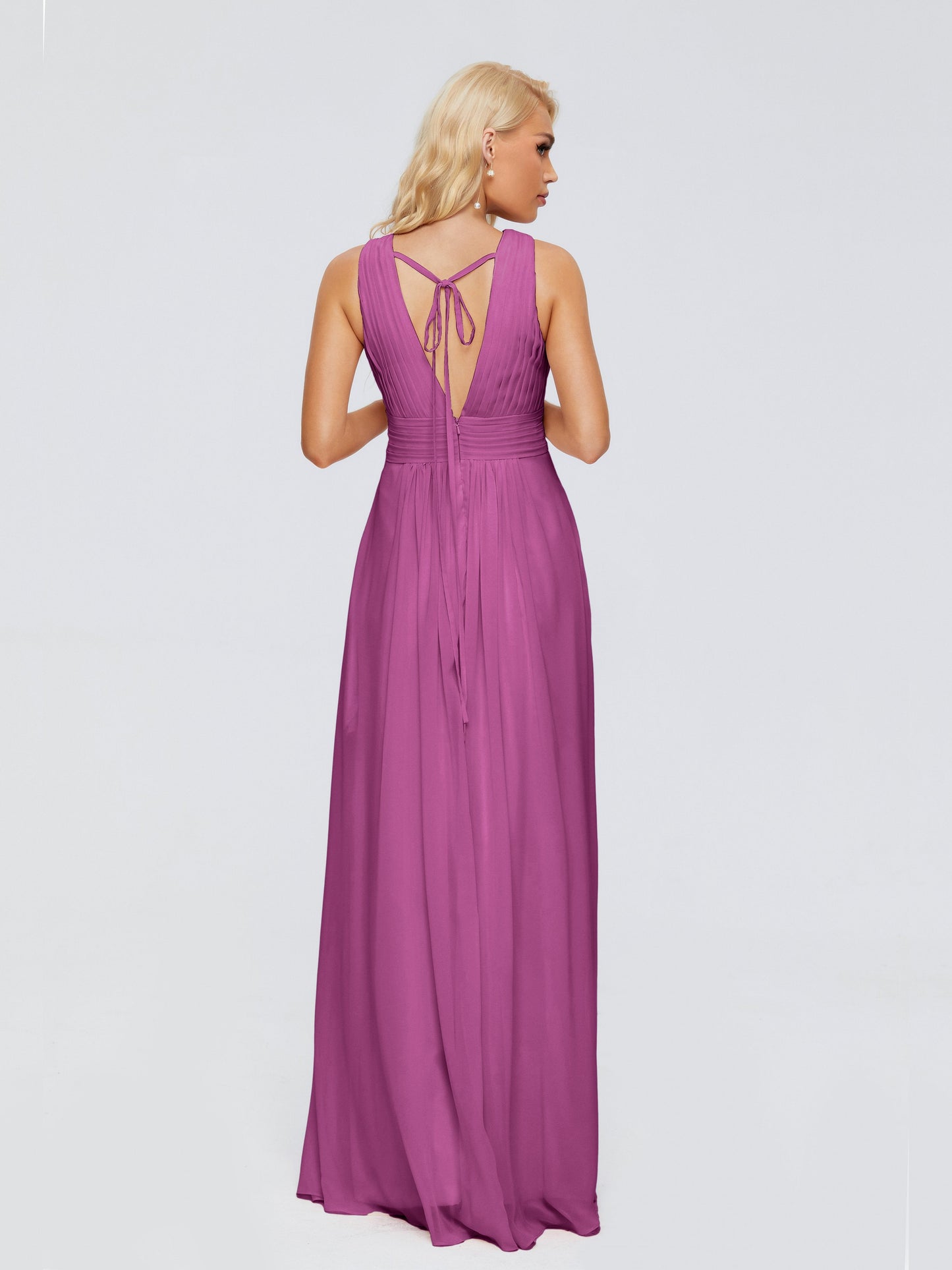 Juliana A-line V Neck Straps Chiffon Bridesmaid Dresses With Pockets