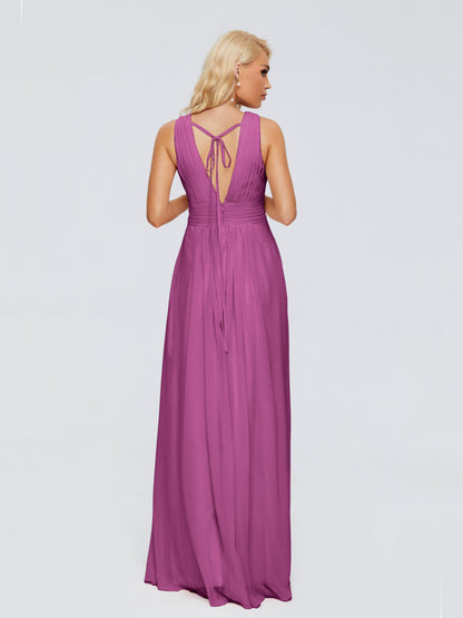 Juliana A-line V Neck Straps Chiffon Bridesmaid Dresses With Pockets