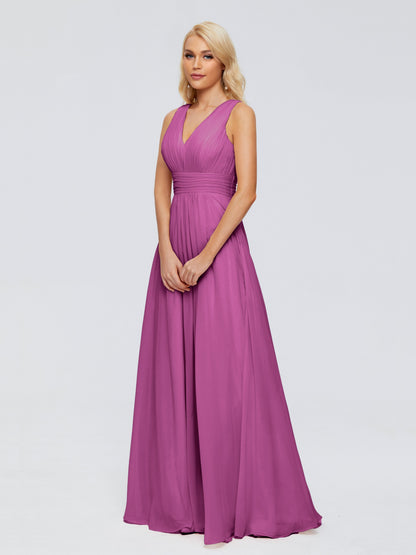 Juliana A-line V Neck Straps Chiffon Bridesmaid Dresses With Pockets