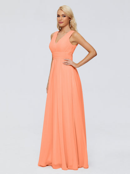 Juliana A-line V Neck Straps Chiffon Bridesmaid Dresses With Pockets