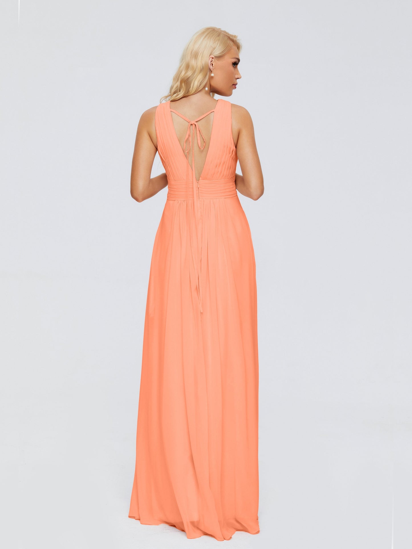 Juliana A-line V Neck Straps Chiffon Bridesmaid Dresses With Pockets