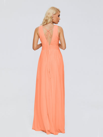 Juliana A-line V Neck Straps Chiffon Bridesmaid Dresses With Pockets