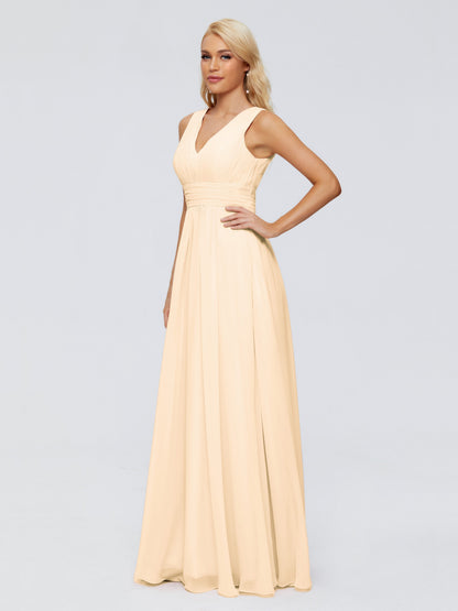 Juliana A-line V Neck Straps Chiffon Bridesmaid Dresses With Pockets