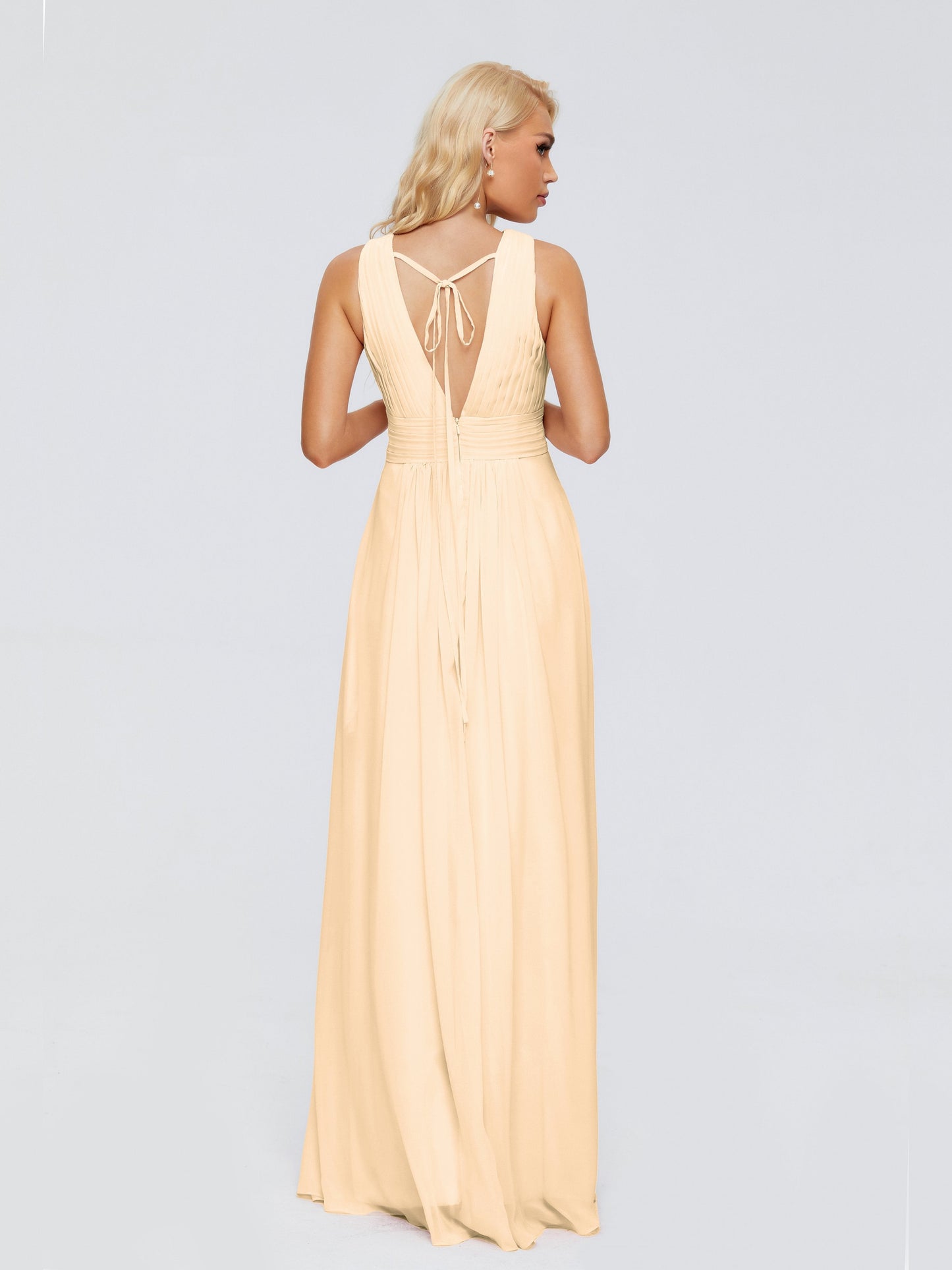 Juliana A-line V Neck Straps Chiffon Bridesmaid Dresses With Pockets