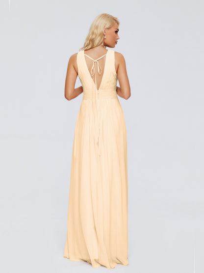 Juliana A-line V Neck Straps Chiffon Bridesmaid Dresses With Pockets