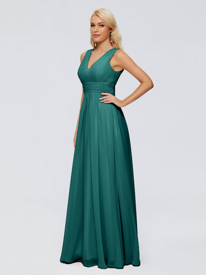 Juliana A-line V Neck Straps Chiffon Bridesmaid Dresses With Pockets