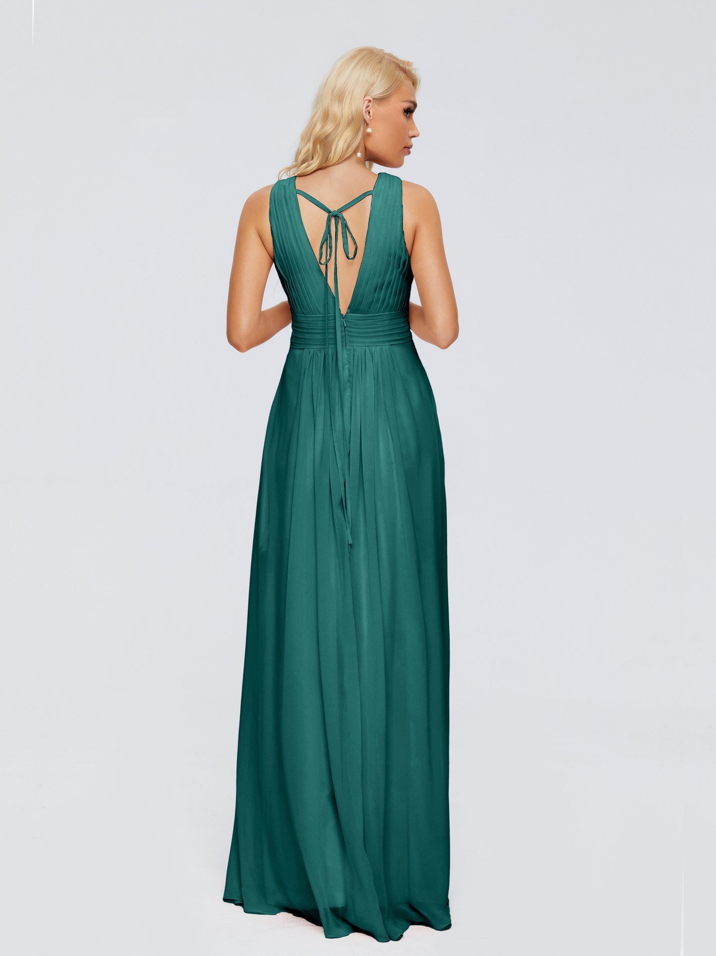 Juliana A-line V Neck Straps Chiffon Bridesmaid Dresses With Pockets