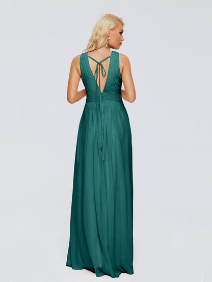 Juliana A-line V Neck Straps Chiffon Bridesmaid Dresses With Pockets