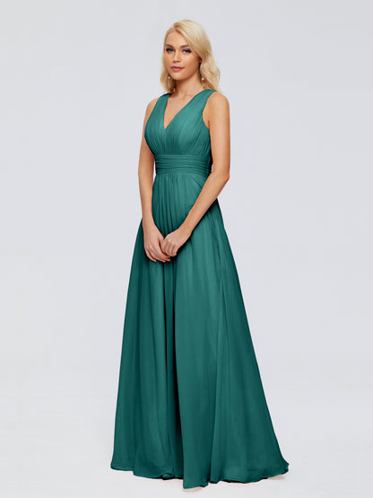 Juliana A-line V Neck Straps Chiffon Bridesmaid Dresses With Pockets