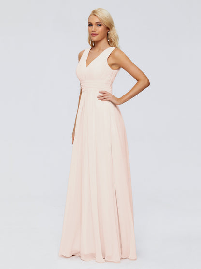 Juliana A-line V Neck Straps Chiffon Bridesmaid Dresses With Pockets