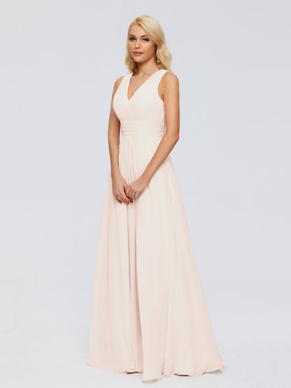Juliana A-line V Neck Straps Chiffon Bridesmaid Dresses With Pockets