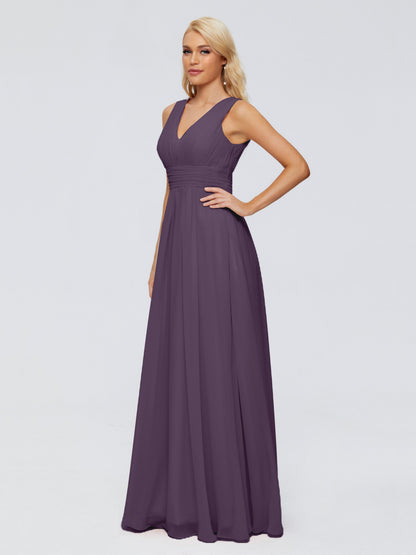 Juliana A-line V Neck Straps Chiffon Bridesmaid Dresses With Pockets