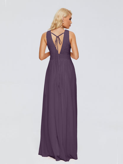Juliana A-line V Neck Straps Chiffon Bridesmaid Dresses With Pockets