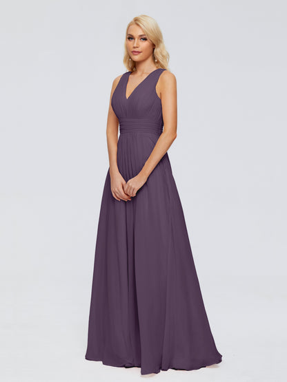 Juliana A-line V Neck Straps Chiffon Bridesmaid Dresses With Pockets
