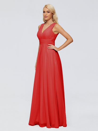 Juliana A-line V Neck Straps Chiffon Bridesmaid Dresses With Pockets