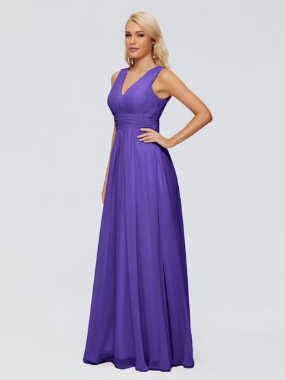 Juliana A-line V Neck Straps Chiffon Bridesmaid Dresses With Pockets
