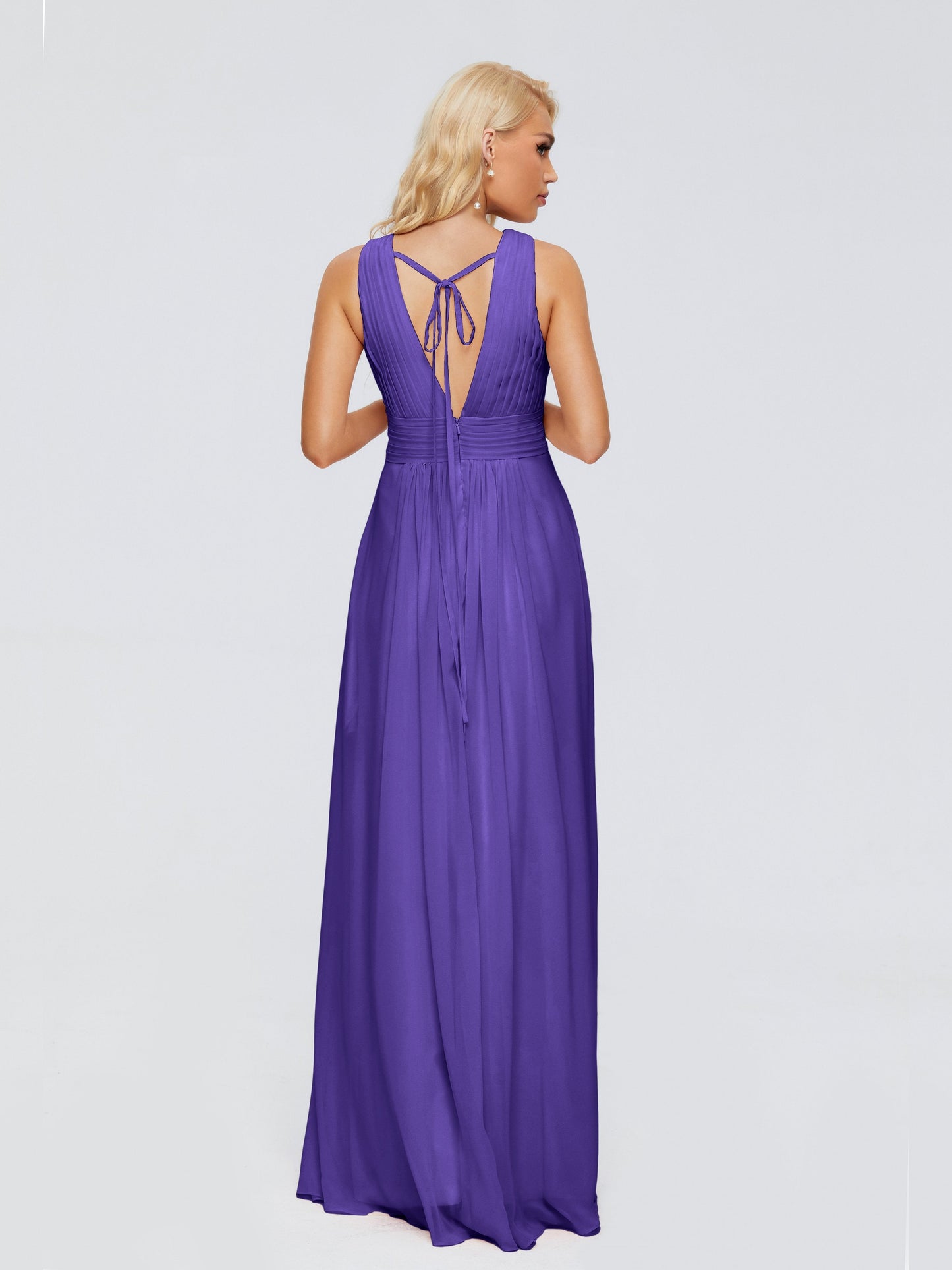 Juliana A-line V Neck Straps Chiffon Bridesmaid Dresses With Pockets