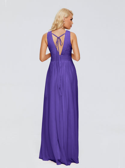 Juliana A-line V Neck Straps Chiffon Bridesmaid Dresses With Pockets