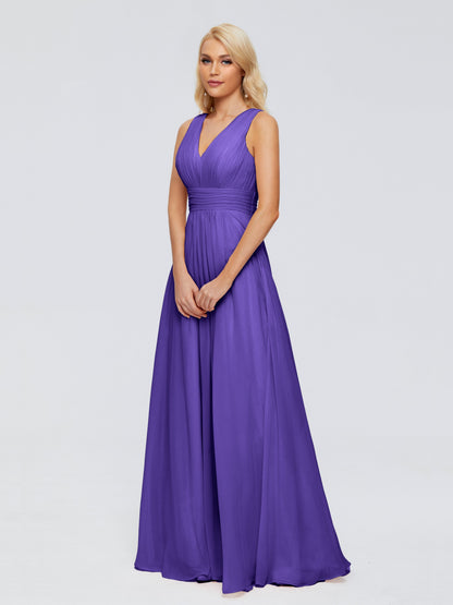 Juliana A-line V Neck Straps Chiffon Bridesmaid Dresses With Pockets