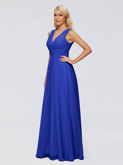 Juliana A-line V Neck Straps Chiffon Bridesmaid Dresses With Pockets