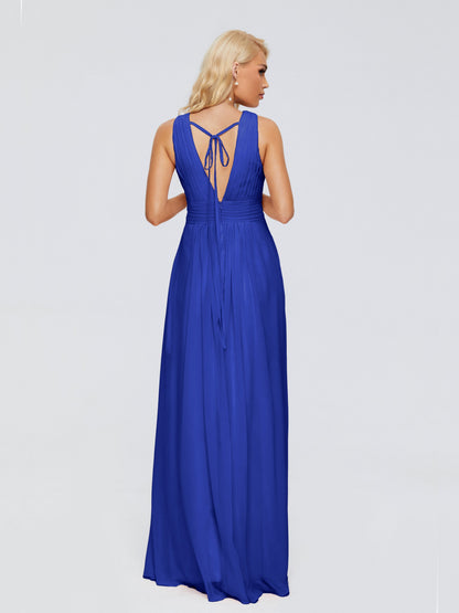 Juliana A-line V Neck Straps Chiffon Bridesmaid Dresses With Pockets