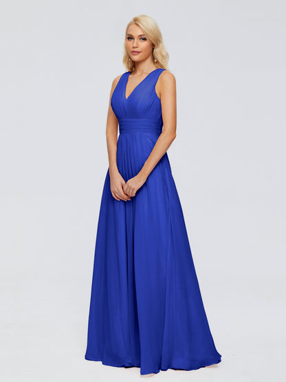 Juliana A-line V Neck Straps Chiffon Bridesmaid Dresses With Pockets