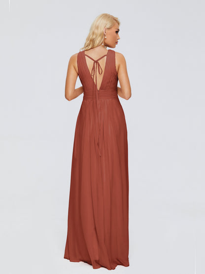 Juliana A-line V Neck Straps Chiffon Bridesmaid Dresses With Pockets