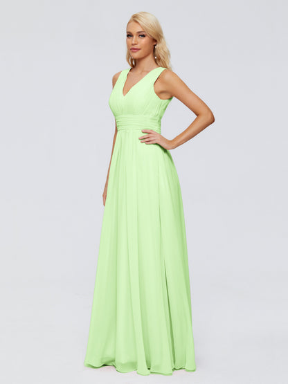 Juliana A-line V Neck Straps Chiffon Bridesmaid Dresses With Pockets