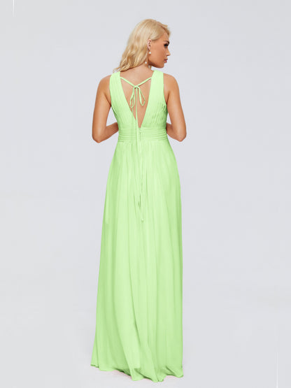 Juliana A-line V Neck Straps Chiffon Bridesmaid Dresses With Pockets