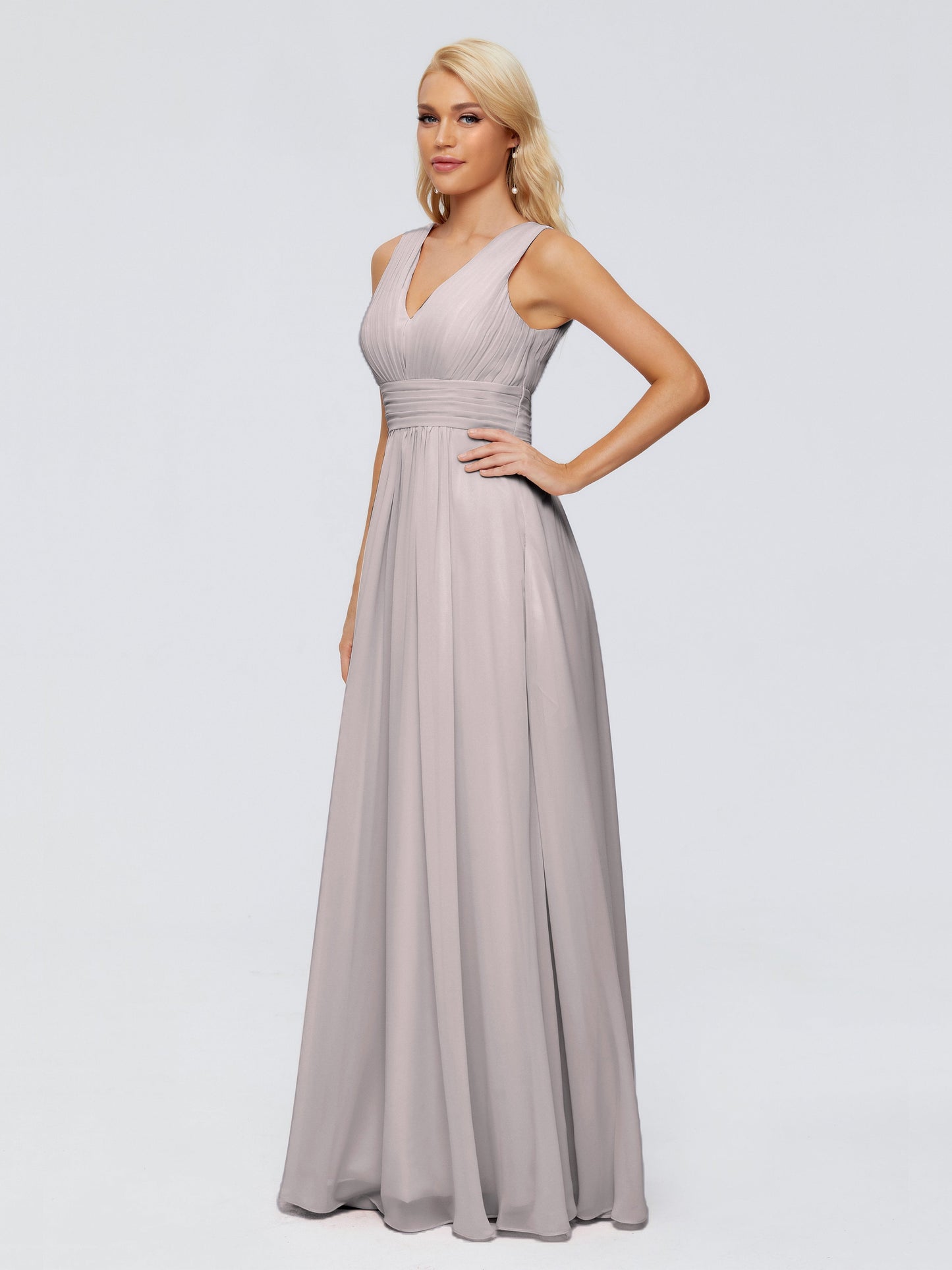 Juliana A-line V Neck Straps Chiffon Bridesmaid Dresses With Pockets