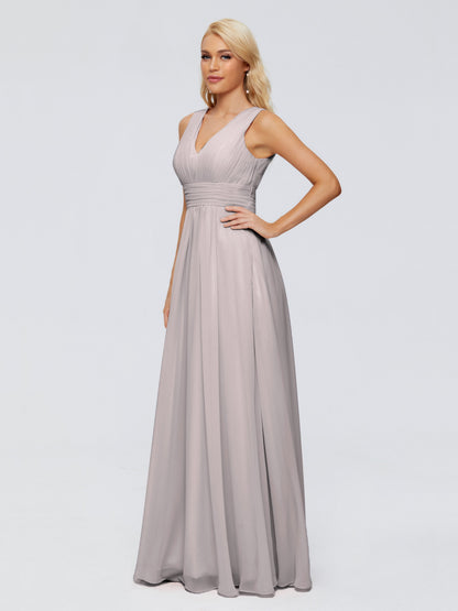 Juliana A-line V Neck Straps Chiffon Bridesmaid Dresses With Pockets