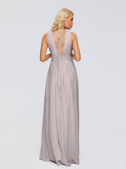 Juliana A-line V Neck Straps Chiffon Bridesmaid Dresses With Pockets