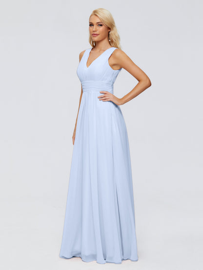 Juliana A-line V Neck Straps Chiffon Bridesmaid Dresses With Pockets
