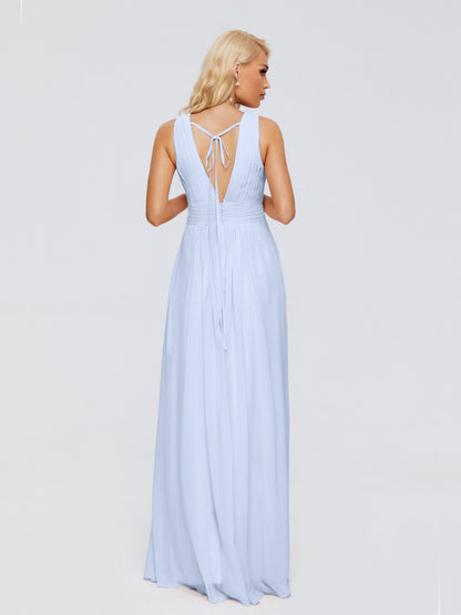 Juliana A-line V Neck Straps Chiffon Bridesmaid Dresses With Pockets