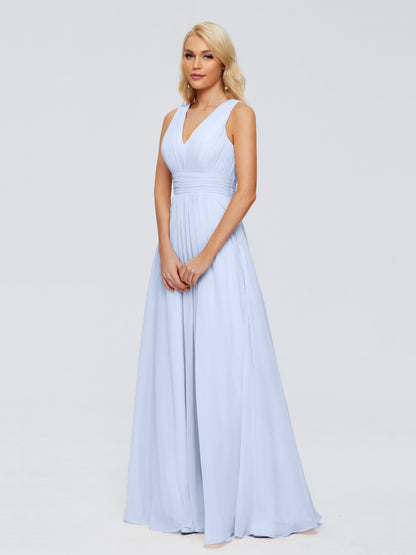 Juliana A-line V Neck Straps Chiffon Bridesmaid Dresses With Pockets