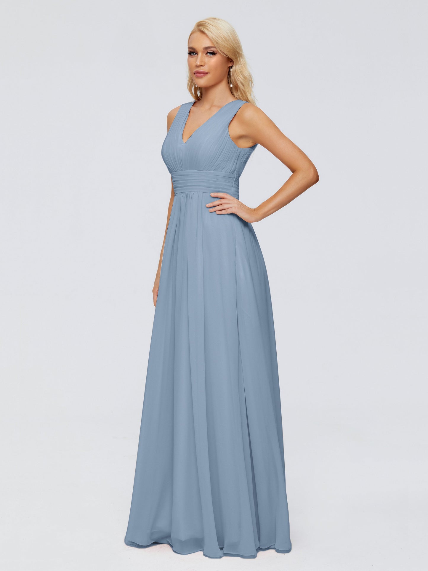 Juliana A-line V Neck Straps Chiffon Bridesmaid Dresses With Pockets