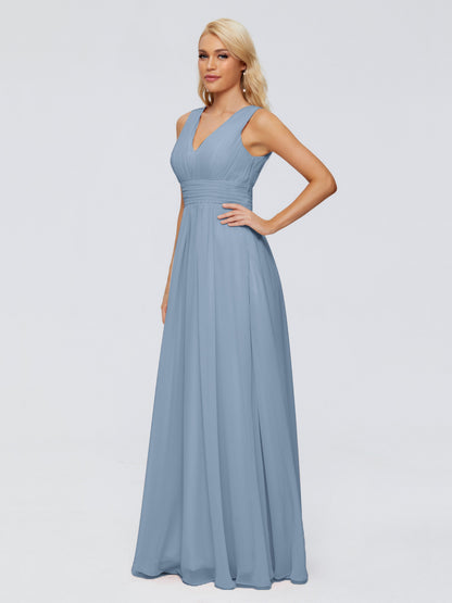 Juliana A-line V Neck Straps Chiffon Bridesmaid Dresses With Pockets