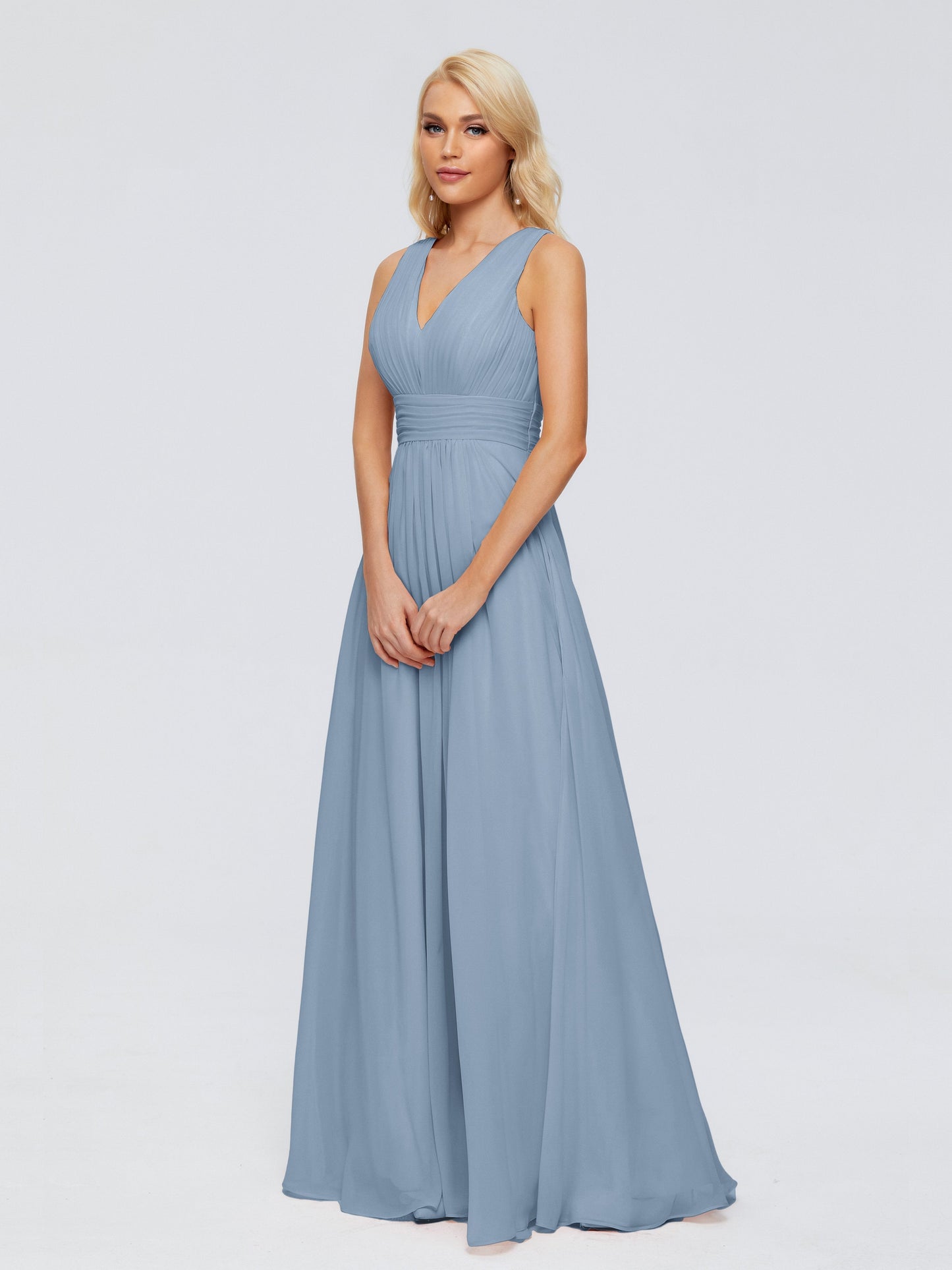 Juliana A-line V Neck Straps Chiffon Bridesmaid Dresses With Pockets