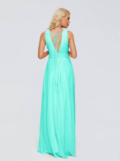 Juliana A-line V Neck Straps Chiffon Bridesmaid Dresses With Pockets