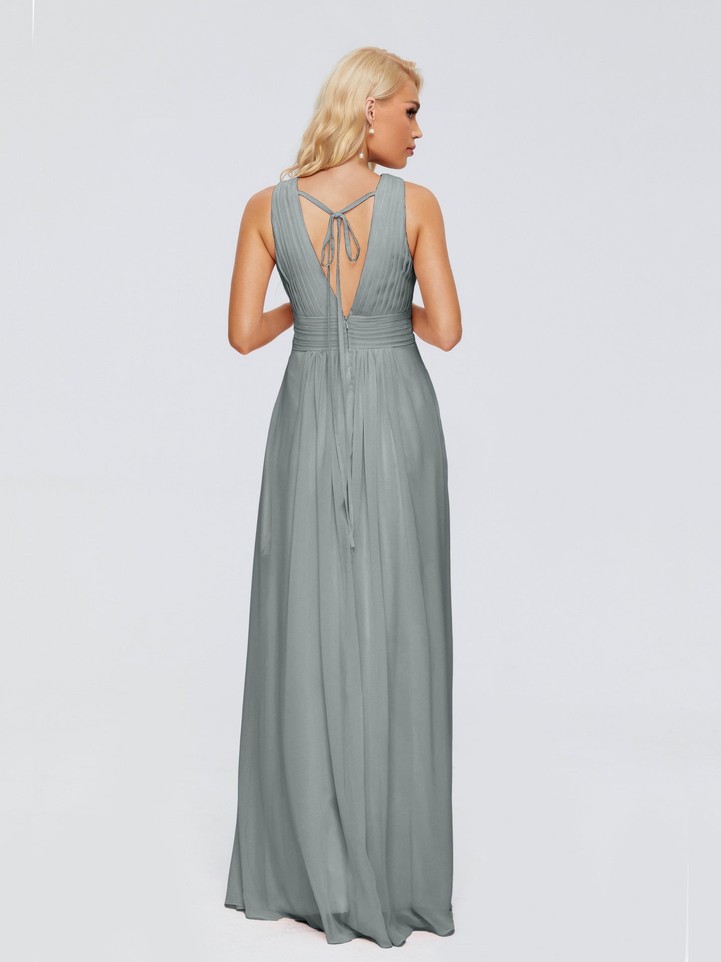 Juliana A-line V Neck Straps Chiffon Bridesmaid Dresses With Pockets