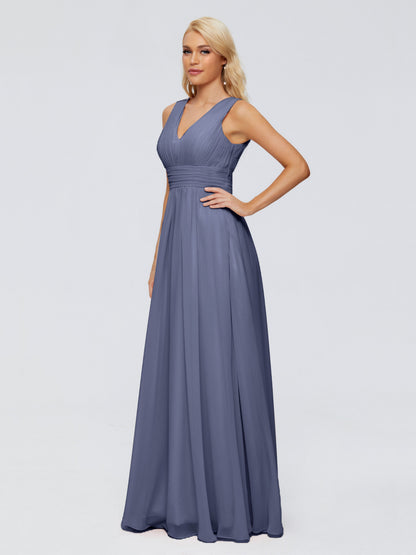 Juliana A-line V Neck Straps Chiffon Bridesmaid Dresses With Pockets
