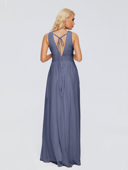 Juliana A-line V Neck Straps Chiffon Bridesmaid Dresses With Pockets