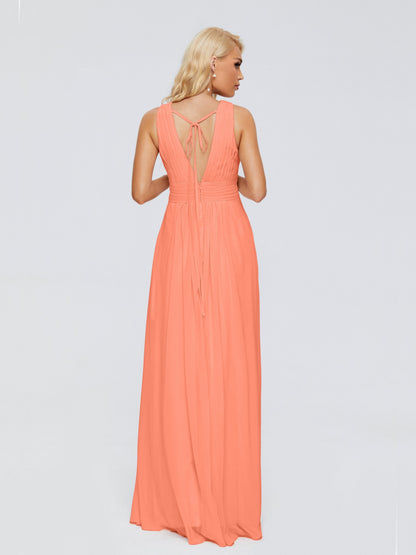 Juliana A-line V Neck Straps Chiffon Bridesmaid Dresses With Pockets