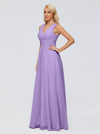 Juliana A-line V Neck Straps Chiffon Bridesmaid Dresses With Pockets